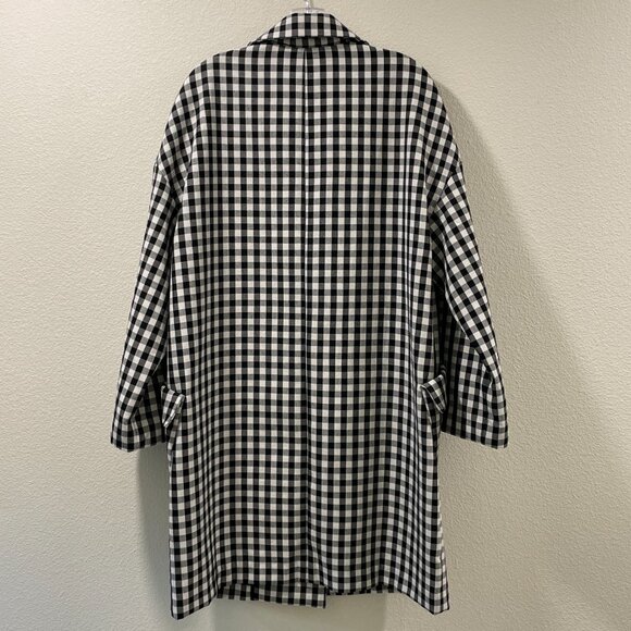 (NEW) BLACK TAPE Long Line Coat Buffalo Check Long Sleeve Oversize, B & W - XL - Picture 2 of 8